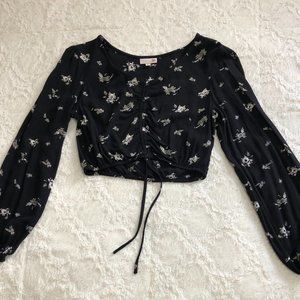 Floral Print Drawstring Top